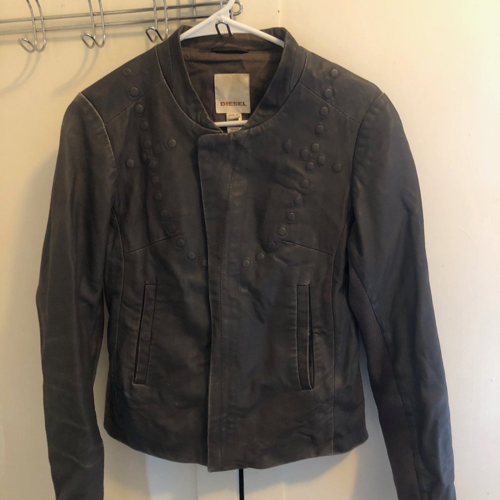 Diesel Lamb Leather Jacket with Circular Details
